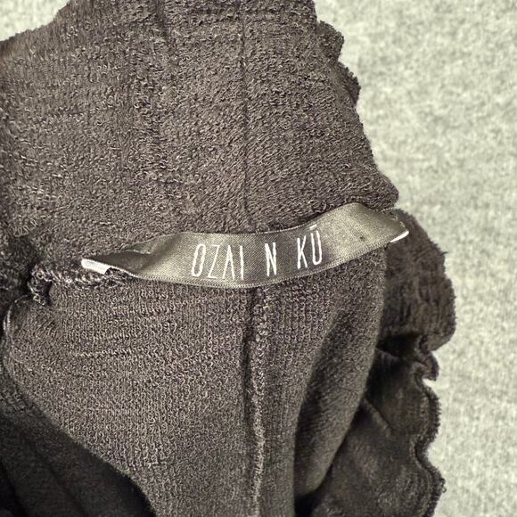 OZAI N KU Womens Sz Medium Soft Sweatpants Black Drawstring Waist Flared Pull On - Picture 6 of 9